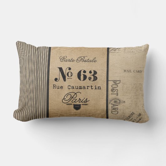 フランスのな郵便料金のバーラップのヴィンテージ ランバークッション (正面)