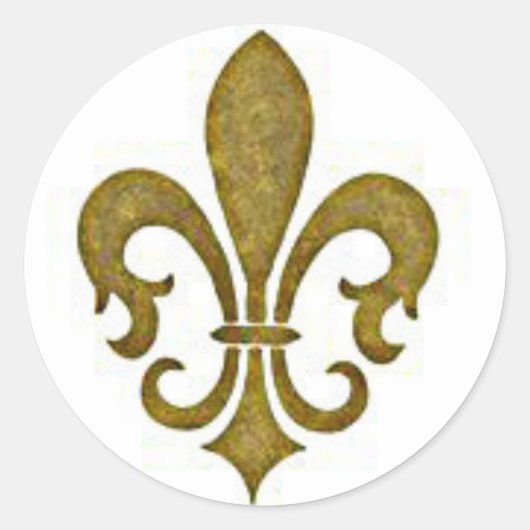 フランスのな金金ゴールドのアヤメの花のステッカー ラウンドシール (正面)