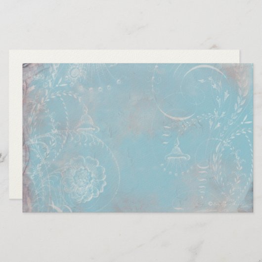 フランスのな青のToileの個人的な文房具 便箋 (正面/裏面)