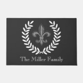 フランスのな館の銀の（紋章の）フラ・ダ・リ及び白い月桂樹 ドアマット (正面)