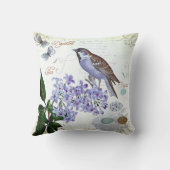 フランスのな鳥の花のコラージュのヴィンテージの一見 クッション (裏面)