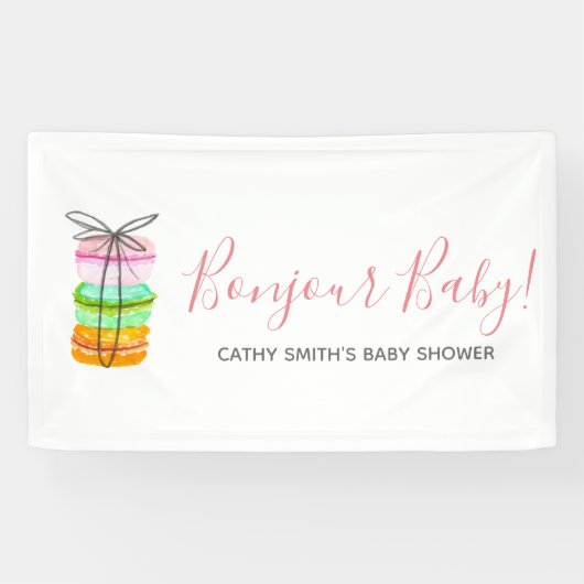 フランスのなmacaronのベビーシャワーの印の旗 横断幕 (横)