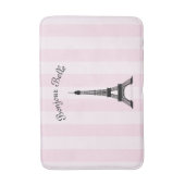 フランスののピンクのストライプのパリシックなエッフェル塔 バスマット (正面縦)