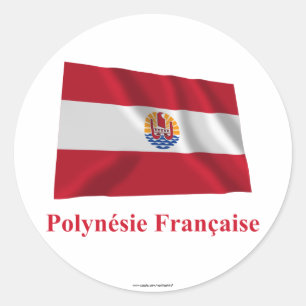 フランスのの名前のフランス領ポリネシアの振る旗 ラウンドシール
