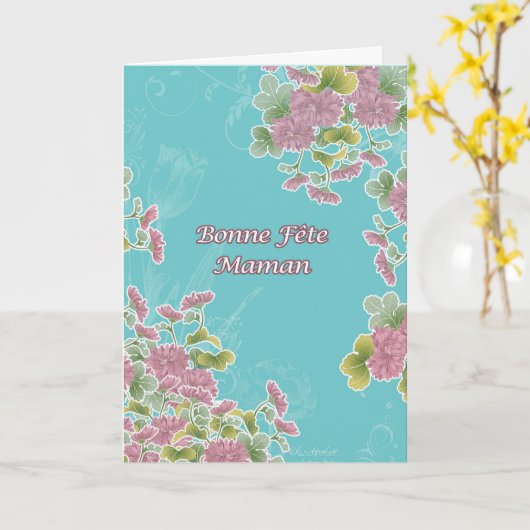 フランスのの幸せな母の日、bonneのfêteのmaman カード (黄色い花)