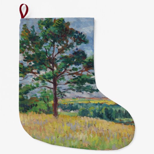 フランスのまわりにルーラルランドスケープメレヴィル（アート） ラージクリスマスストッキング (正面)
