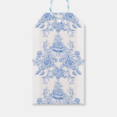 フランスのみすぼらしいシックなヴィンテージ淡い色のブルー白シックな ギフトタグ (正面)