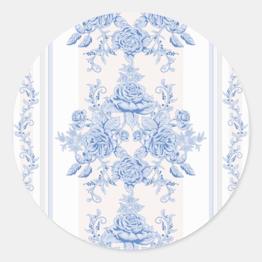 フランスのみすぼらしいシックなヴィンテージ淡い色のブルー白シックな ラウンドシール (正面)