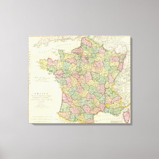フランスのアトラス地図と司教 キャンバスプリント (正面)