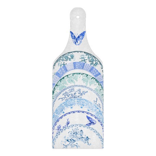 フランスのアンティークプレート |ブルーバタフライボード カッティングボード (正面)