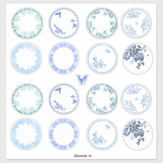 フランスのアンティークプレート | 青いシール シール (シート)