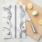 フランスのアンティークプレート |黒いキッチンタオル キッチンタオル (四つ折り)