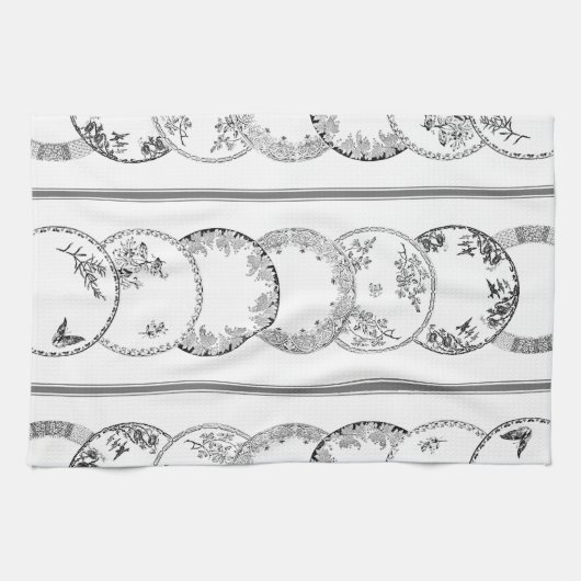 フランスのアンティークプレート |黒いキッチンタオル キッチンタオル (横)