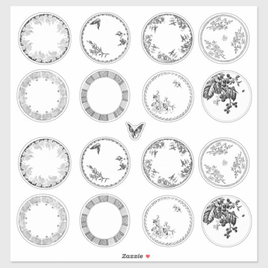 フランスのアンティークプレート | 黒いシール シール (シート)