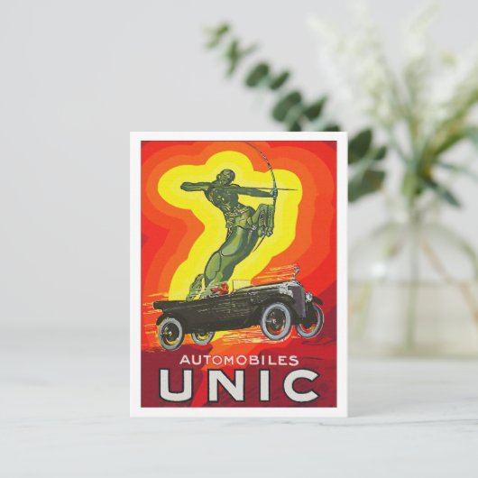 フランスのアンティーク車とアールデコ ポストカード (スタンド正面)