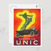 フランスのアンティーク車とアールデコ ポストカード (正面/裏面)