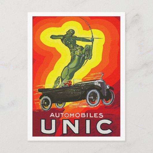 フランスのアンティーク車とアールデコ ポストカード (正面)