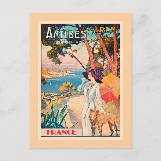 フランスのアンティーブの旅行ポスター ポストカード (正面)