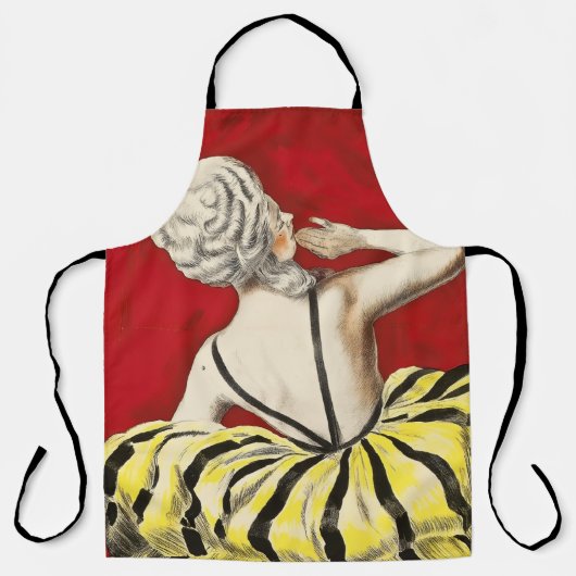 フランスのアール・ヌーボー美人 クレーム・ド・リュジー広告 エプロン (正面)