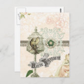 フランスのインスパイアみすぼらしいシックな鳥かご ポストカード (正面/裏面)