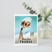 フランスのウィンタースポーツ、彼女の家の小さな鳥 ポストカード (スタンド正面)