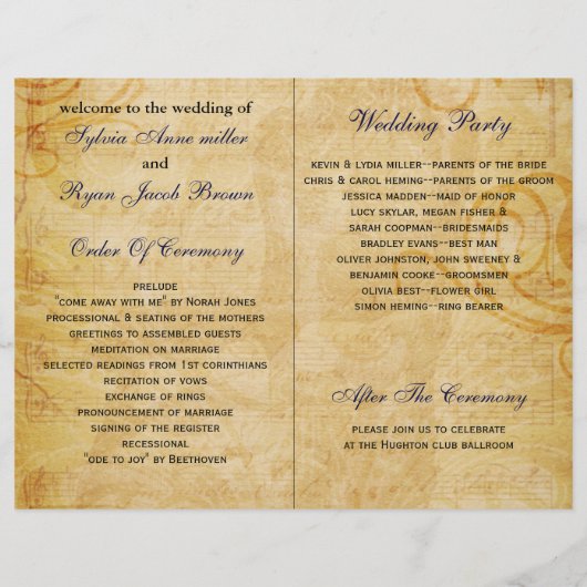 フランスのエッフェルタワー海軍折り畳み結婚式 プログラム (裏面)