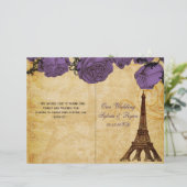 フランスのエッフェルタワー紫の折りたたみ結婚式 プログラム (スタンド正面)