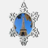 フランスのエッフェル塔 スノーフレークピューターオーナメント (右)