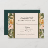 フランスのエレガントクラシックヴィンテージ結婚金ゴールド 出欠カード (正面/裏面)