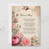 フランスのエレガントフローラブルーヴィンテージウェディングメニュー 招待状 (正面)