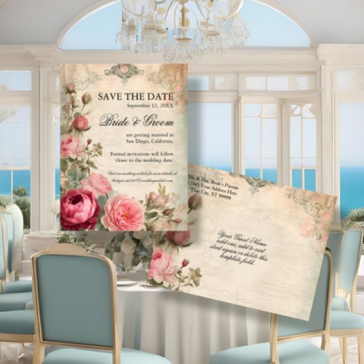 フランスのエレガントフローラブルーヴィンテージ迷惑ジャーナル 案内ポストカード