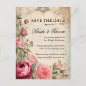 フランスのエレガントフローラブルーヴィンテージ迷惑ジャーナル 案内ポストカード (正面)