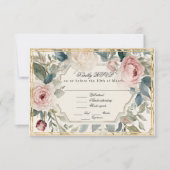 フランスのエレガントフローラヴィンテージクラシック結婚金ゴールド 出欠カード (正面)