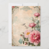 フランスのエレガントフローラヴィンテージジャンク結婚ジャーナル 招待状 (裏面)