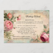 フランスのエレガントフローラヴィンテージブ結婚ルー詳細 エンクロージャーカード (正面)