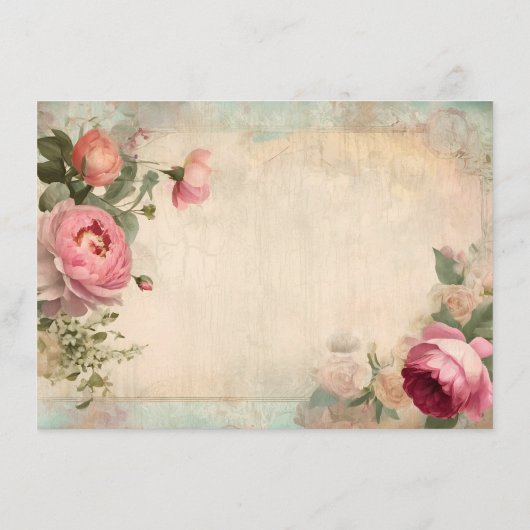 フランスのエレガントフローラヴィンテージブ結婚ルー詳細 エンクロージャーカード (裏面)