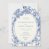 フランスのエレガントフローラ結婚 招待状 (正面)