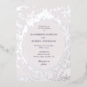フランスのエレガントフローラ結婚 箔招待状 (正面)