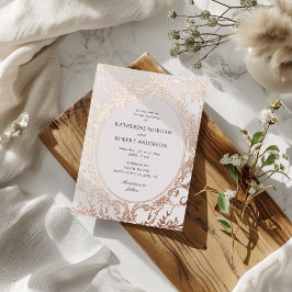 フランスのエレガントフローラ結婚 箔招待状