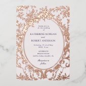 フランスのエレガントフローラ結婚 箔招待状 (正面)