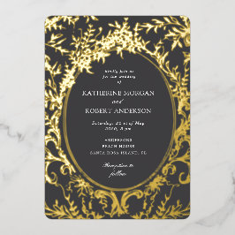 フランスのエレガントフローラ結婚 箔招待状