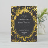 フランスのエレガントフローラ結婚 箔招待状 (立ち正面)