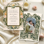 フランスのエレガントヴィンテージフローライエロー結婚セージ 招待状