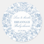 フランスのエレガントBlue Baby Shower ラウンドシール (正面)