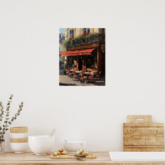 フランスのカフェの絵画ランドスケーププリントポスター ポスター (キッチン)