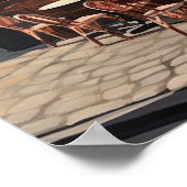 フランスのカフェの絵画ランドスケーププリントポスター ポスター (角)