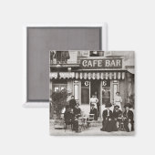 フランスのカフェバー通りシーン マグネット (正面/裏面)