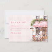 フランスのカフェブライダルシャワー サンキューカード (正面)