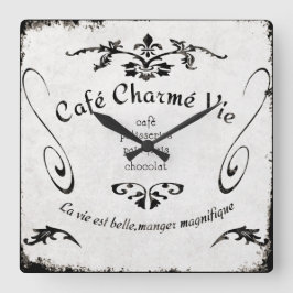 フランスのカフェ時計 スクエア壁時計
