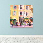 フランスのカフェ キャンバスプリント (インサイチュ (ウッドフロア))